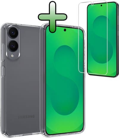 Hoesje Met Screenprotector - Geschikt voor Samsung Galaxy S25 Edge - Sterk & Shockproof - Back Cover - Siliconen Case - Telefoon Hoes - Transparant