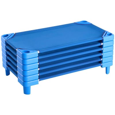 Stapelbaar Kinderbedje 42  x 23  Kinderdagverblijf Slaapbedjes voor Kinderen Blauw (Pak van 6)