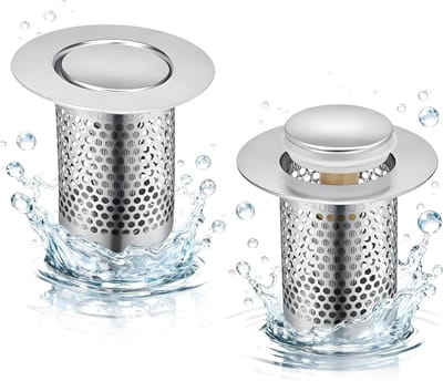 RVS Afvoerfilter 33 × 50 mm voor Keuken, Badkamer en Balkon - Douchefilter met Messing Terugslagkern