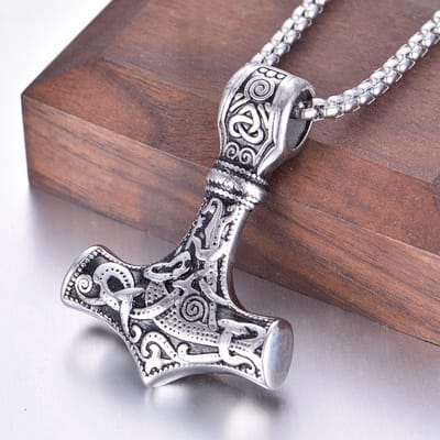 Bixorp Thor Hamer Ketting Zilverkleurig - Stoere Ketting voor Mannen - Scandinavische Mjolnir - Cadeau voor hem