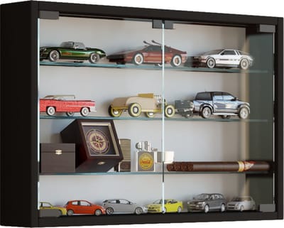Houten glazen wandvitrinekast Wandvitrinekast Collector vitrine Mandosa M