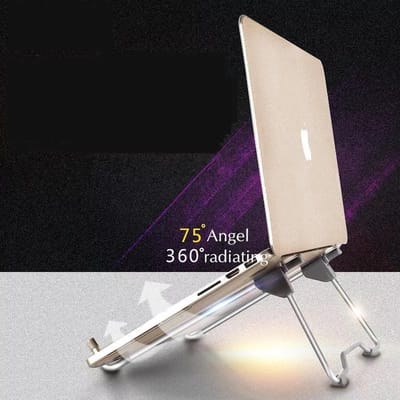 LOUZIR Universele Verstelbare & Opvouwbare Laptop Standaard  Aluminium Stand - Zilver
