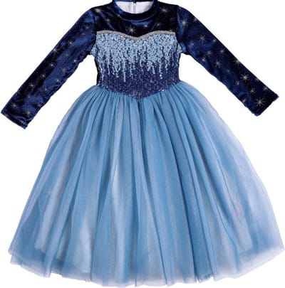 Winter Elsa prinsessenjurk - Deluxe - Prinsessenjurk - Feestjurk - Sprookjesjurk - Blauw - Verkleedkleding - Maat 104 (2/3 jaar)