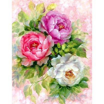 Volledige diamanten borduurwerk pioenrozen ronde diamant schilderij kruissteek kits diamant decoratie 20X30CM pink