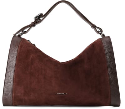 COCCINELLE Leren handtas Elinor Suede Bimaterial Handbag Brunette / Brunet donkerbruin