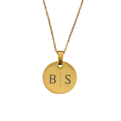Munt Ketting met 2 Initialen Goud