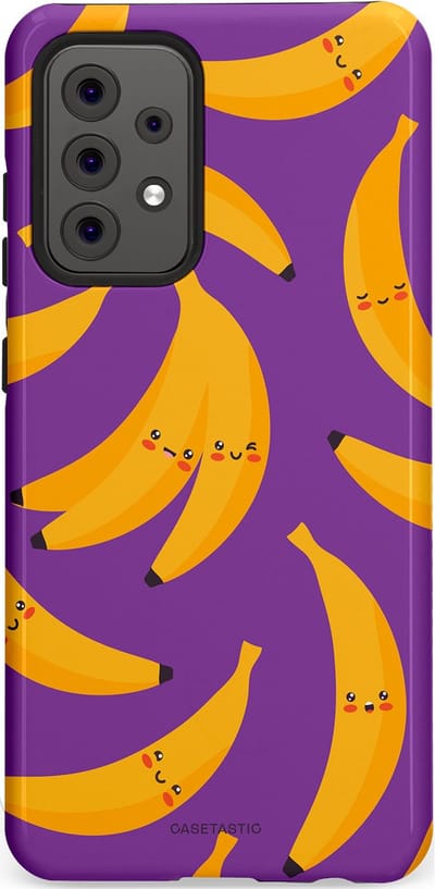 Casetastic Hoesje Geschikt voor Samsung A52 (4G/5G/s) - Stijlvolle Beschermende Duo-layer Case - Kawaii Bananen