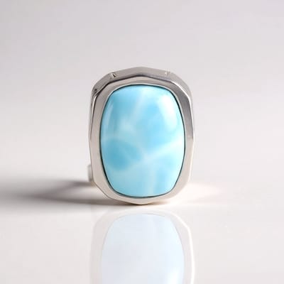 Cavill - Elegante Dameshanger - 10K Goud Verguld & 925 Sterling Zilver - Blauwe Larimar 10,089 ct - Antieke Cabochon - Monosono Collectie