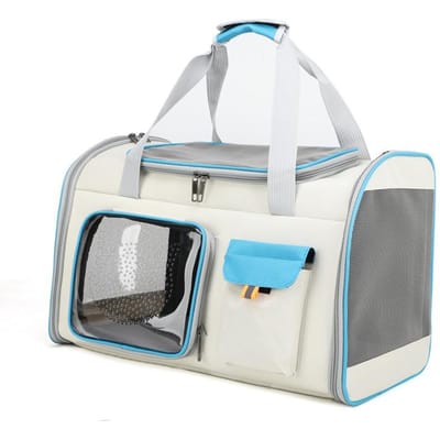 Sac à dos respirant pour chat, sac à bandoulière portable de grande capacité pour animaux de compagnie, sac pour chiot, sac spatial pour chat 34*51*30cm white