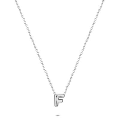 Twice As Nice Halsketting in edelstaal, F hanger Zilverkleurig 40cm+5cm
