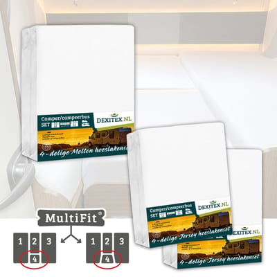 Dexitex 1 x Molton 2 x Hoeslaken Wit / 4 delige set-Geschikt voor Camper lengtebedden of enkele bedden