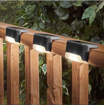 4-delige set buitenzonnelampen, geschikt voor patio's, veranda's, trappen, muren, tuinen, terrassen en zwembaden (warm wit licht).