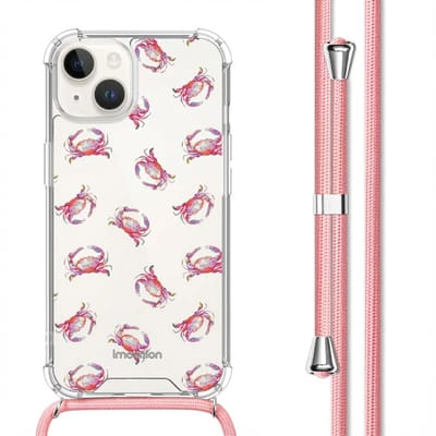 imoshion Hoesje - Geschikt voor Apple iPhone 15 - Design Hoesje met Koord - Crab Watercolor