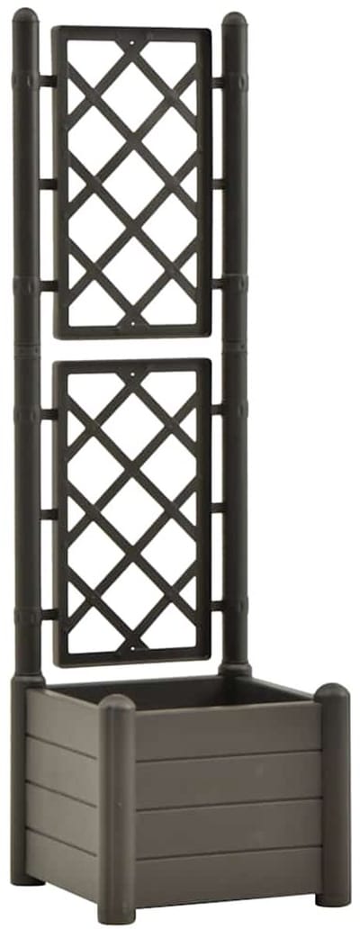 Plantenbak met klimrek - Bloembak - Weerbestendig - Met trellis - Buiten - Plantenrek - 30 Liter - Antraciet
