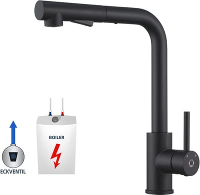 CECIPA max - Keukenkraan - Lage druk Keukenkraan - Keukenkraan Met Uittrekbare Uitloop -360° draaibare keukenkraan -Zwart