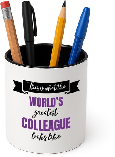 Hacebo® - World's best colleague Pennenbakje - Collega - beste collega - pennenhouder - werk - afscheidscadeau - verjaardagscadeau - Pennenbakje zwart