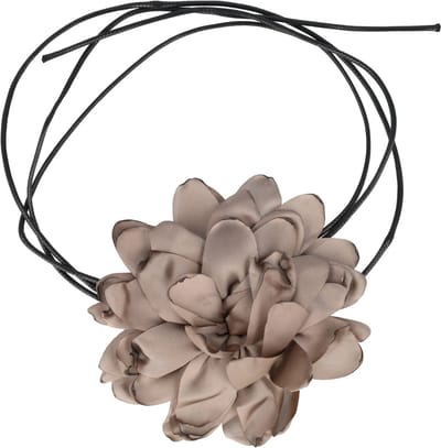 Haarsoires Haarband Bloem - Veter - Striklint - Taupe Grijs - Haaraccessoire met Bloemen - Bloemenaccessoire voor Dames & Meisjes