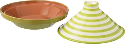 J-Line tajine Granada Stripes - keramiek - wit/groen