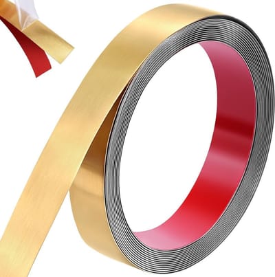 Zelfklevende rand van roestvrij staal met spiegelafwerking voor flexibele wanden, spiegels en deuren - 5 m x 25 mm, zilver metallic, wanddecoratie, interieurdesign, afwerking