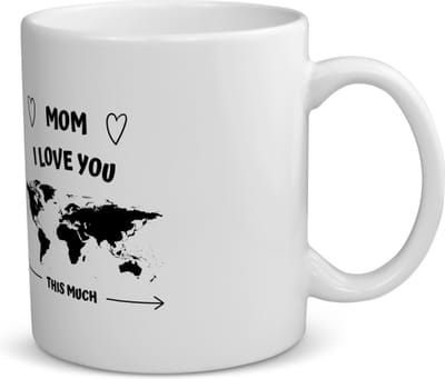 Akyol - mom i love you this much koffiemok - theemok - Mama - geweldige moeder - liefste moeder - verjaardag - cadeau - kado - bedankje - geschenk - 350 ML inhoud