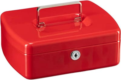 Geldcassette - Kluisje - Veilig Opbergen - Met Muntinleg - 20x16x8 cm - Rood