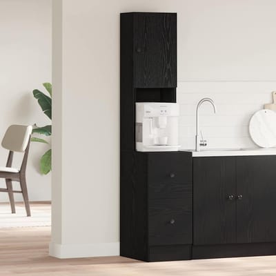 vidaXL - Keukenbuffet - met - lade - met - plank - Zwart - Eiken - 32 - x - 50 - x - 180 - cm