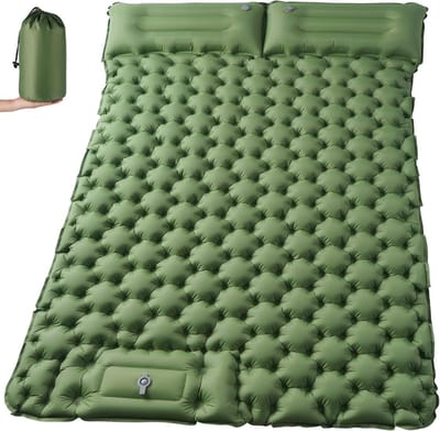 Zelfopblazende Tweepersoons Stretch- en Dikker Wordende Campingmatras - Luchtpedaal Luchtpomp Luchtbed - Ultralicht Draagbaar Isolatiematras - Geschikt voor Kamperen - Strand - Wandelen