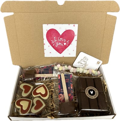 I love you choco brievenbus cadeau - chocoladestick - chocolade - marshmallows