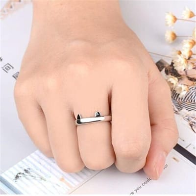 Bague ouverte en époxy avec empreintes de pas de chat noir et rose en argent sterling 925 pour animal de compagnie, nouvelle mode Xzr015 noir