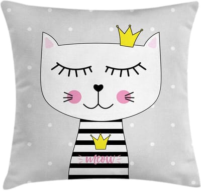 ABAKUHAUS Kattenkussen – Meow-Prinses – 50x50 cm – Grijs Roze