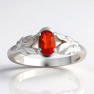 Cavill - Zilveren ring met AAA Mexicaanse vuuropaal 0,247 ct - Rhodium 925 Sterling Zilver - Ovaal slijpsel - Duurzame edelsteen ring dames