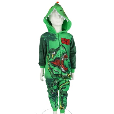 Dinoroar Coral-Fleece Onesie - Maat 110/116 - Pyjama - Groen - Jongens