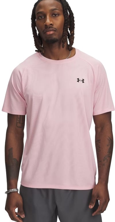 Under Armour Tech Textured Heren T-shirt 1382796-647 - Kleur Roze - Maat XXL