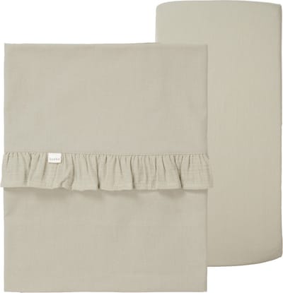 Koeka wieglaken en hoeslaken set ruffle Faro sage One Size
