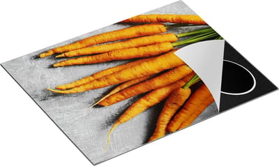 Chefcare Inductie Beschermer Wortels op Grijze Marmer - 65x50 cm - Afdekplaat Inductie - Kookplaat Beschermer - Inductie Mat