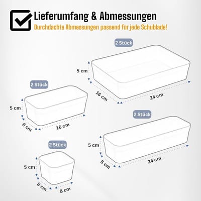 Schuiflade organizer van kunststof - flexibele lade-indeling voor woonkamer en badkamer - 1 set antraciet