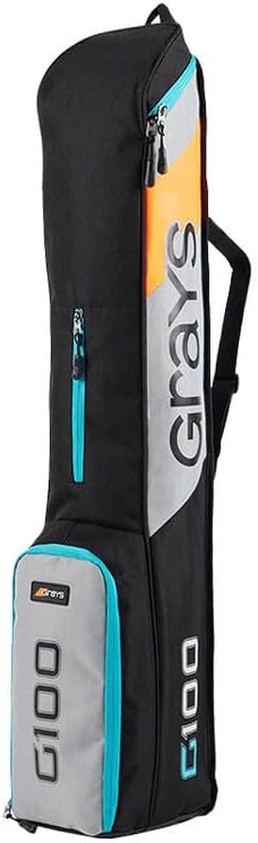Hockey Stickbag met Extra Opbergruimte en Waterbestendige Stof - Maat M - Zwart/Zilver/Blauw