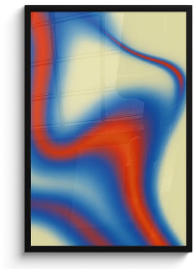 Poster in lijst - Fotolijst 60x90 cm - Posters - Golven - Kleurrijk - Abstract - Posterlijst zwart - Decoratie - Wanddecoratie woonkamer - Muurdecoratie slaapkamer