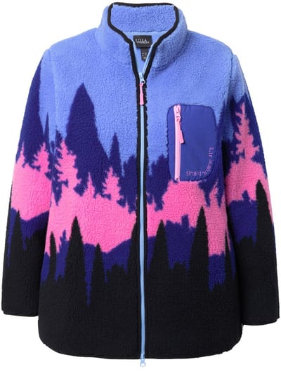 Ulla Popken - Dames - Fleecejas bergen opstaande kraag 2-wegrits - Wolkenblauw - Maat 42+