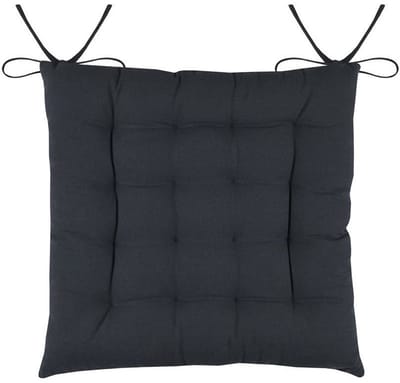 Stof Textile stoelkussens DUO - antraciet - 38 x 38 x 3.5 cm - touwtjes sluiting - zitkussens - binnen/buiten