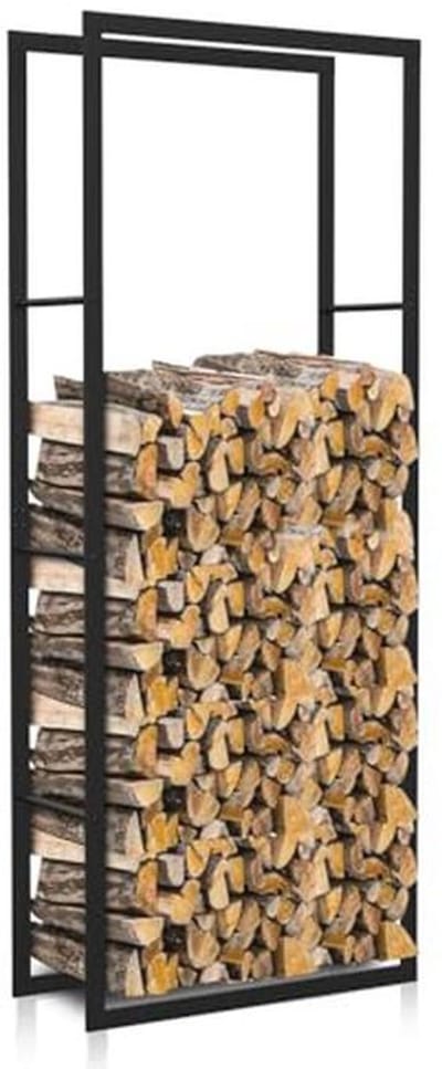 Metalen Brandhoutrek voor Binnen en Buiten - Houtopslag 60 x 25 x 150 cm