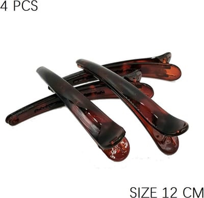 Stevige Platbek Haarklem Amber- | L formaat 12 CM, glans| Hoog kwaliteit Professionele Haarklemmen /Afdeelklem- Haaraccesoire kapper