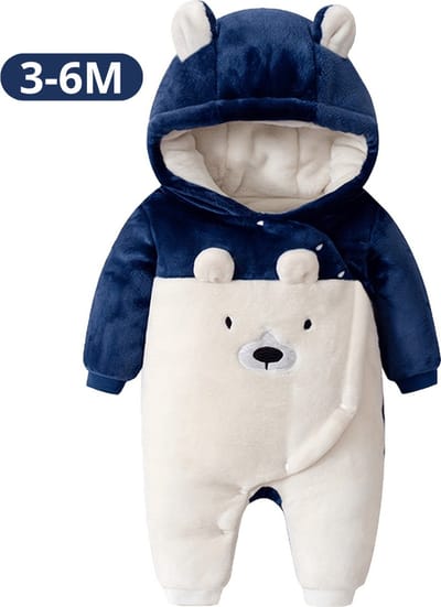 Livano Romper - Berenpakje Baby - Winterpak - Onesie - Teddy - Pakje - Jongen - Meisje - 3-6 Maanden - Blauw