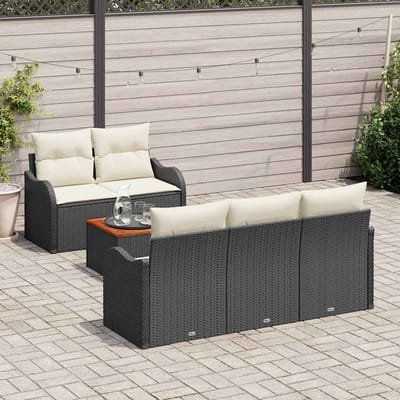 vidaXL - Tuinbank - Set - 6 - st - 5-Aantal - zitplaatsen - Zwart - en - Crème