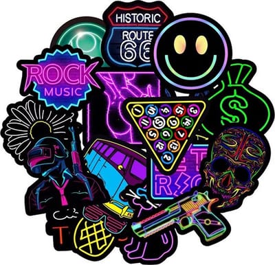 Knaak Neon Light Stickers - Stoere Stickers - Laptop Stickers - 50 stuks - Neon Thema
