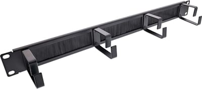 19 inch doorvoerpaneel met borstel en 4 ogen (G-type) | 1U | zwart