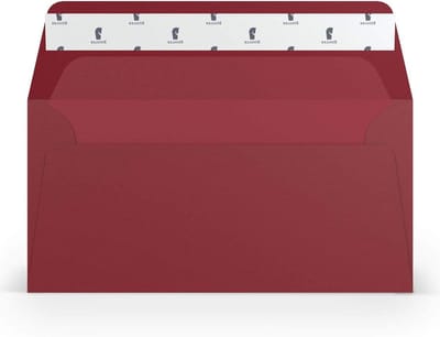 Enveloppen Zelfklevend - Papieren Brievenbussen - Uitnodigingen Versturen - Zijdevoering Wijnrood - 22 x 11 cm - Donkerrood Geribbeld