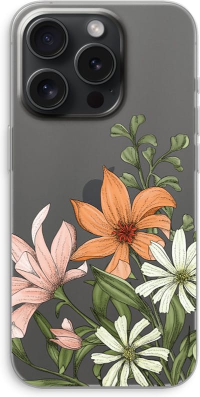 Case Company® - Hoesje geschikt voor iPhone 15 Pro hoesje - Floral bouquet - Soft Cover Telefoonhoesje - Bescherming aan alle Kanten en Schermrand