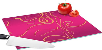 Glazen Snijplank - 39x28 - Art nouveau - Goud - Roze - Patronen - Snijplanken Glas