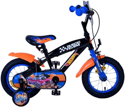 Hot Wheels Kinderfiets - Jongens - 12 inch - Zwart Oranje Blauw - Twee handremmen